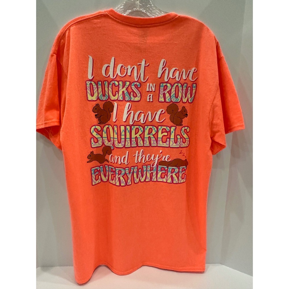 Southern Attitude Squirrels Everywhere Graphic T-Shirt Neon Orange Large